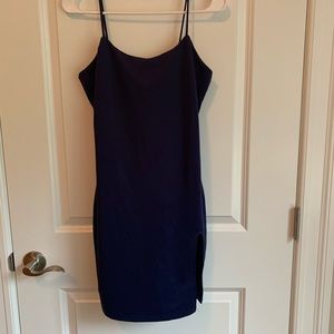 June & Hudson Navy Blue Bodycon Dress with Slit